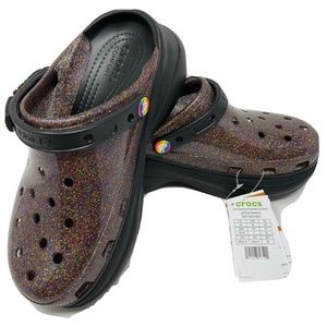 Glitter platform crocs